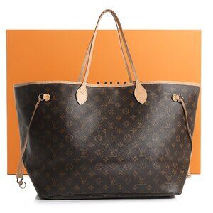 Authentic Louis Vuitton Neverfull GM Purse Monogram Tote Shoulder Bag Brown Tan